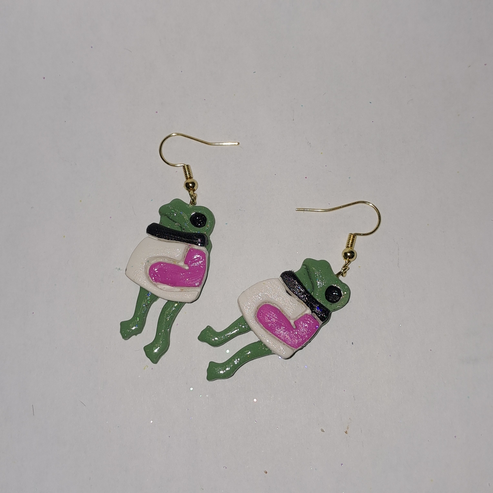 Frog Wearing A Sweater Earrings